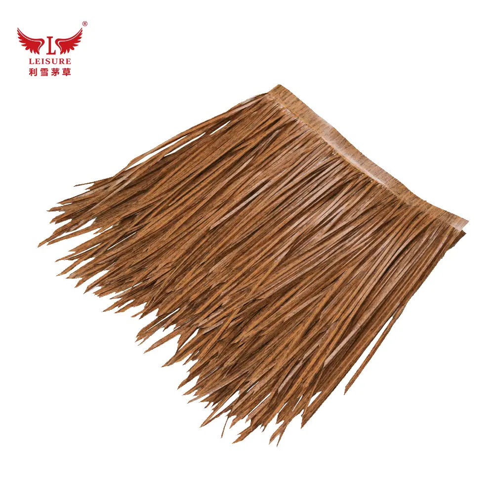 brown LEISURE THATCH restaurant awning, gazebo straw tile, straw house tile, seaside building simulation thatched - Image 2