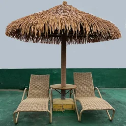 Alternative view of Tea yellow LEISURE THATCH resort, public building simulation thatched umbrella, courtyard simulation thatched umbrella